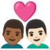 👨🏾‍❤️‍👨🏻 couple with heart: man, man, medium-dark skin tone, light skin tone display on Google